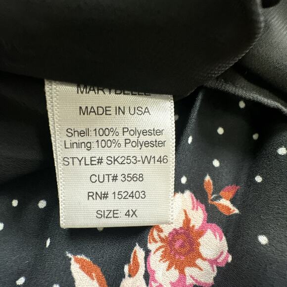 Marybelle Pleated Skirt Plus Size 4X Black Red Floral Knee Length Made USA NEW - Picture 8 of 13